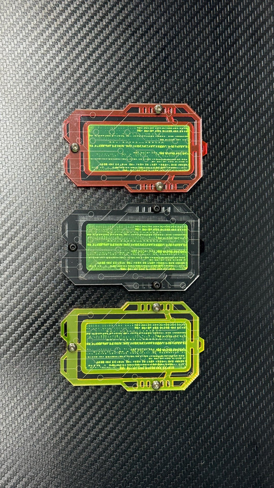 Cyberpunk Necklace Pendant – Layered Acrylic Network Access Key with Hex Screws