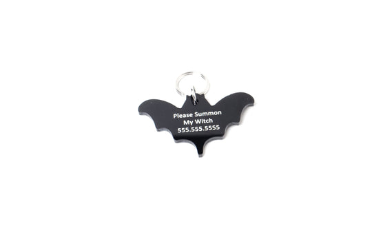 Personalized Bat Pet Tag - Gothic Spooky Cat Tags with Laser Engraved Acrylic