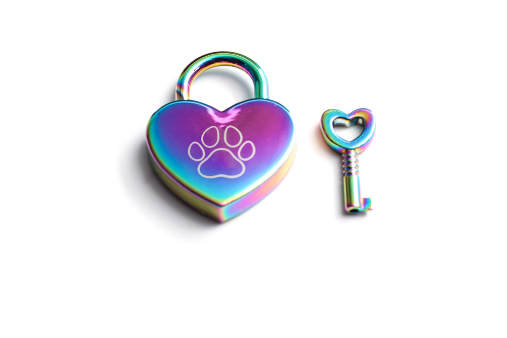 Puppy Play Collar Locks - Heart Shaped Mini Padlock Accessory for D-Ring Collars