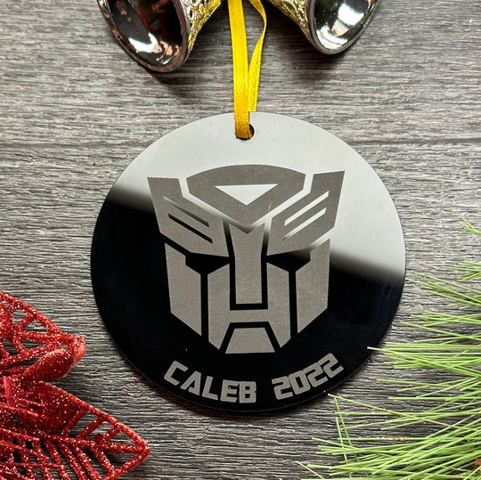Personalized Sci-Fi Ornament – Custom Laser Engraved Black Acrylic Decoration