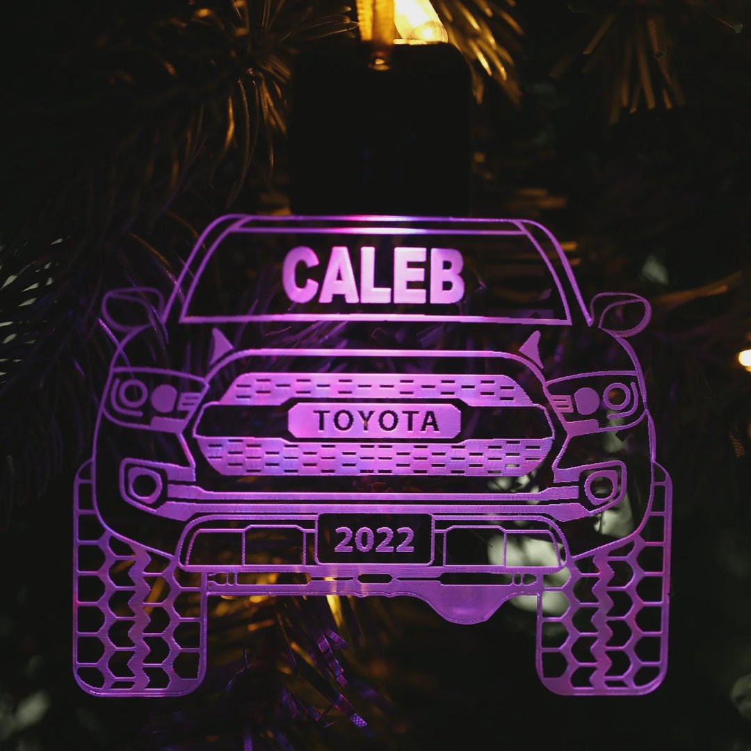 Personalized Truck Ornament - Custom Engraved LED Light-Up Acrylic Decoration