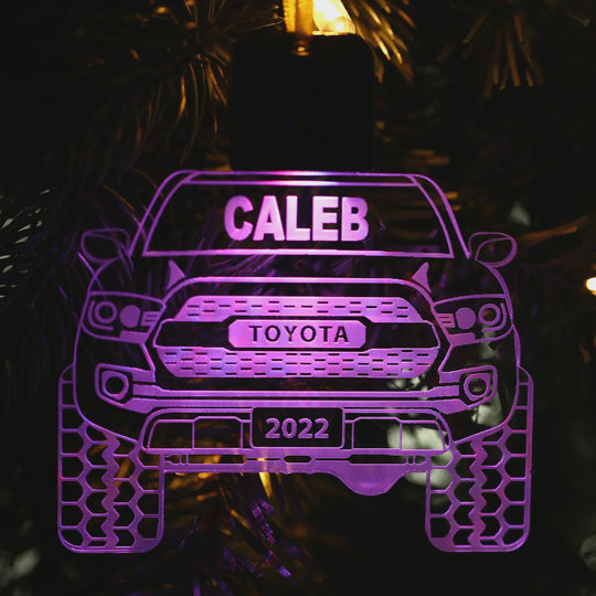 Personalized Truck Ornament - Custom Engraved LED Light-Up Acrylic Decoration