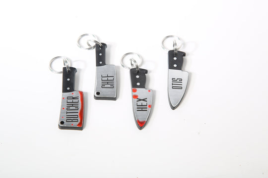 Personalized Pet Tag | Chef Knife Design, Laser Cut Acrylic Custom Pet ID Tag, Quiet