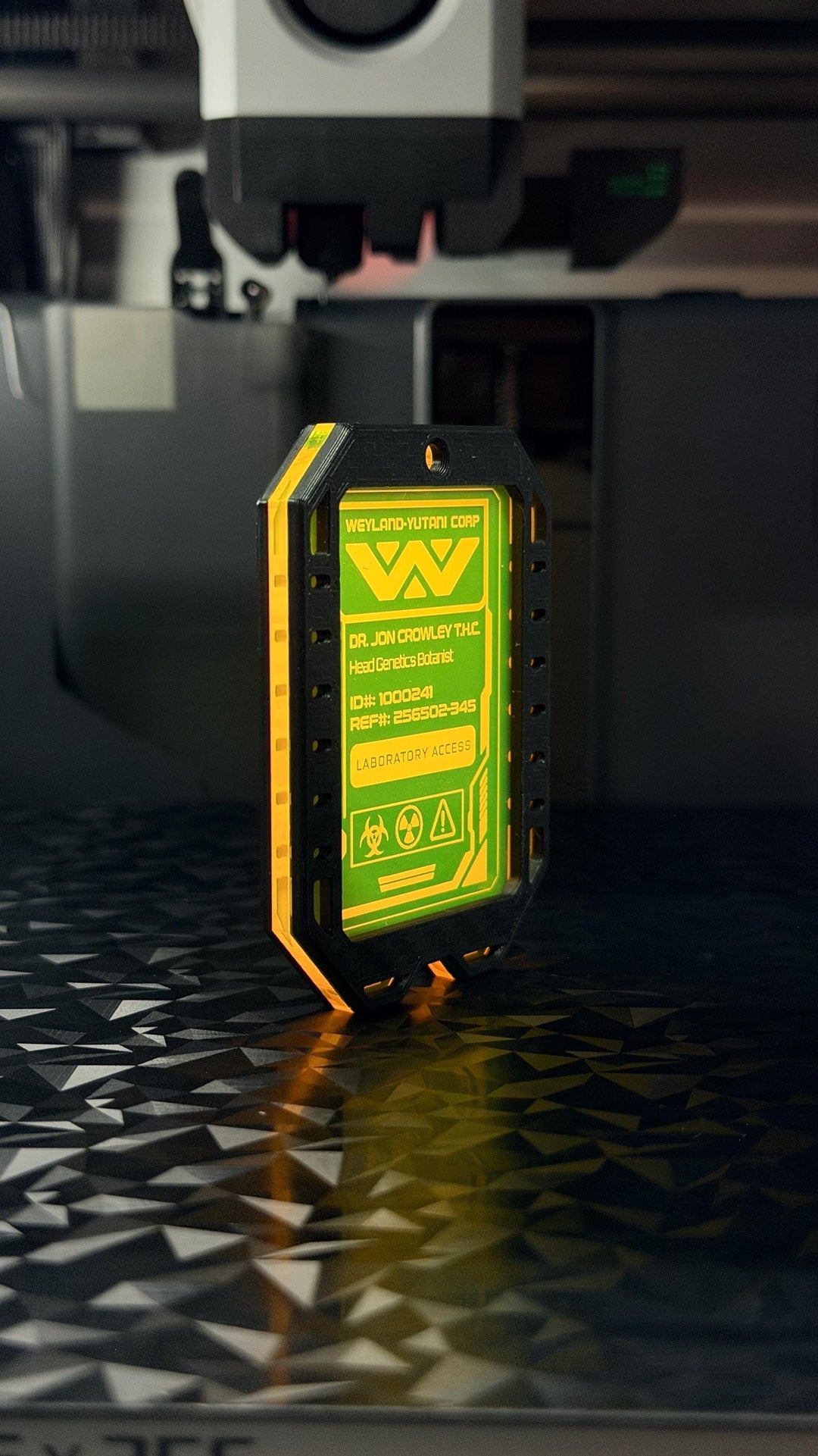 Neon Glow Access Badge – Personalized Weyland Yutani Sci Fi Cosplay Gear 2"x3"