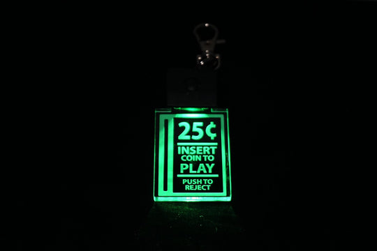 Retro Arcade Keychain - LED Insert Coin Gaming Accessory with USB Rechargeable Light