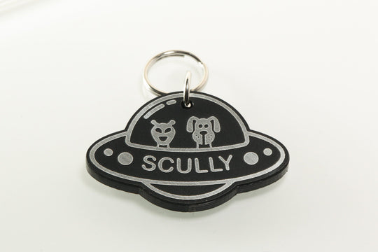 UFO Pet Tag Custom Laser Engraved | Unique Alien Dog & Cat ID Tag