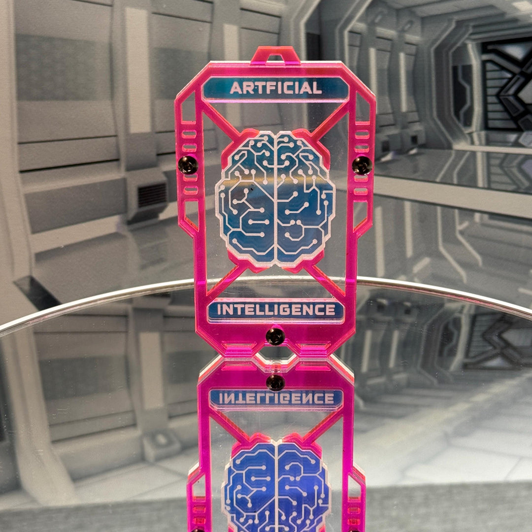 Cyberpunk Key Necklace - AI Pendant Layered Acrylic Charm With Hex Screws