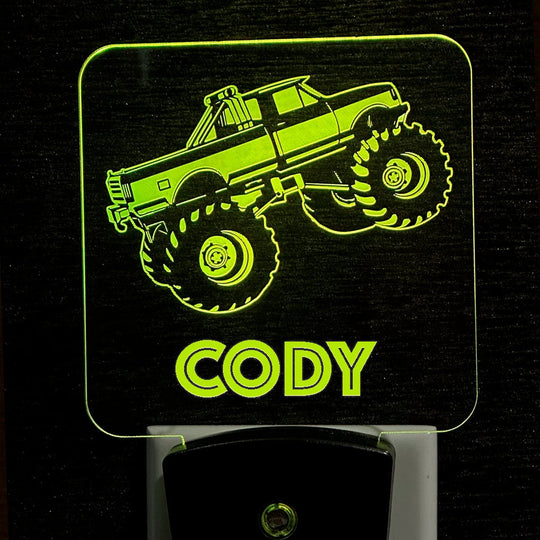 Monster Truck LED Sign - Personalized Night Light with Remote & USB Rechargeable