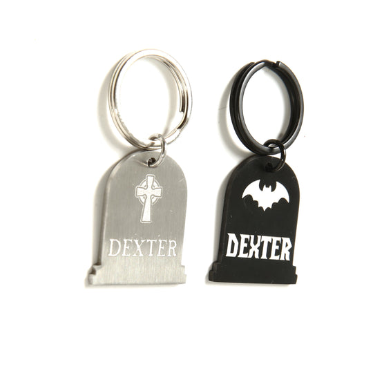 Personalized Pet Tag - Custom Engraved Tombstone Halloween Cat ID Tag - Stainless Steel