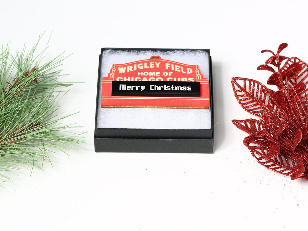 Wrigley Field Ornament - Personalized Wooden Keepsake | Cubs Fan Gift