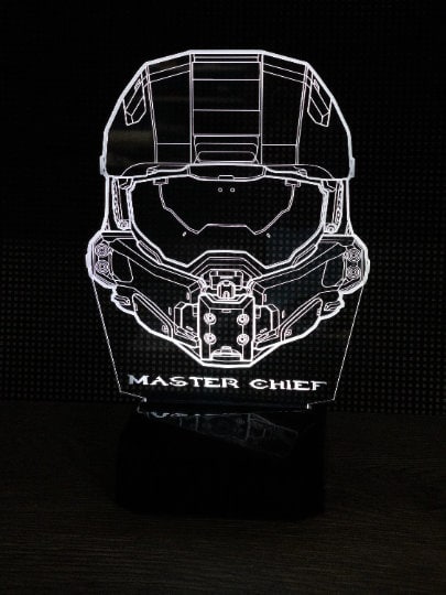 Master Chief Helmet LED Light Sign - Color Changing RGB Lamp with Wireless Remote