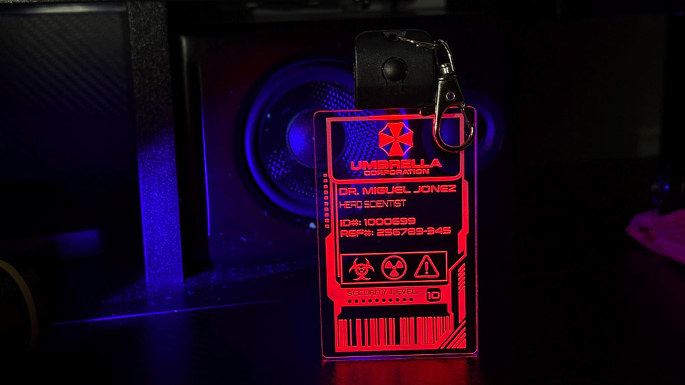LED Illuminated Badge - Umbrella Corp Acrylic Plate with Color Changing LED Pendant