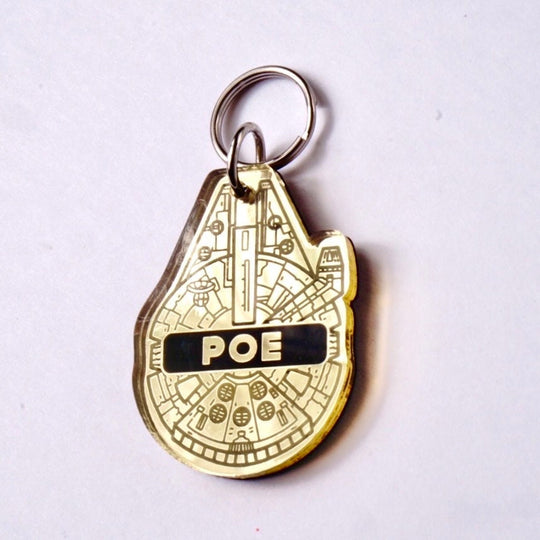 Millennium Falcon Dog Tag - Personalized Silent Acrylic Pet Collar Tag