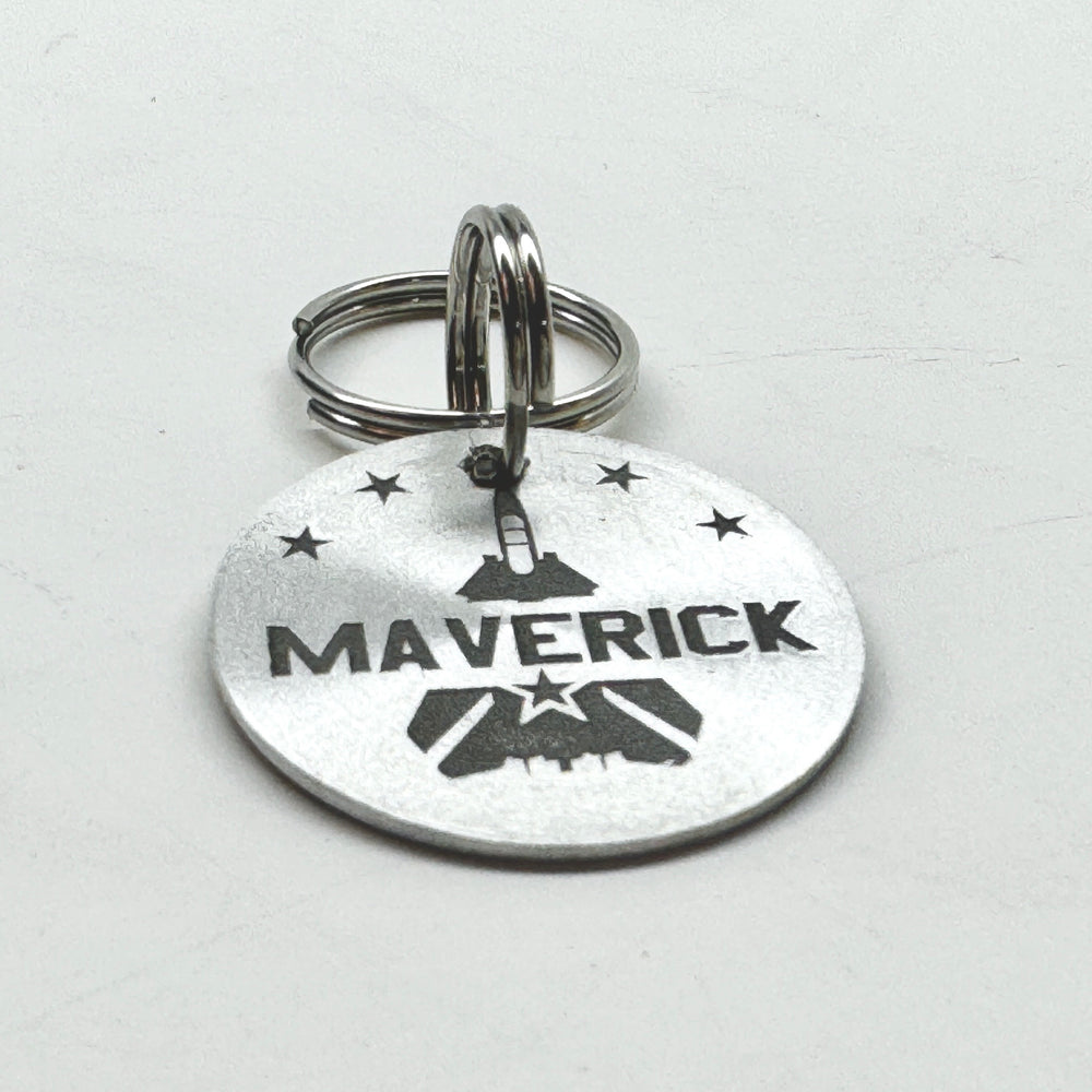 Maverick Pet Tag – Custom Airplane & Pilot Engraved Dog Tag, Weatherproof