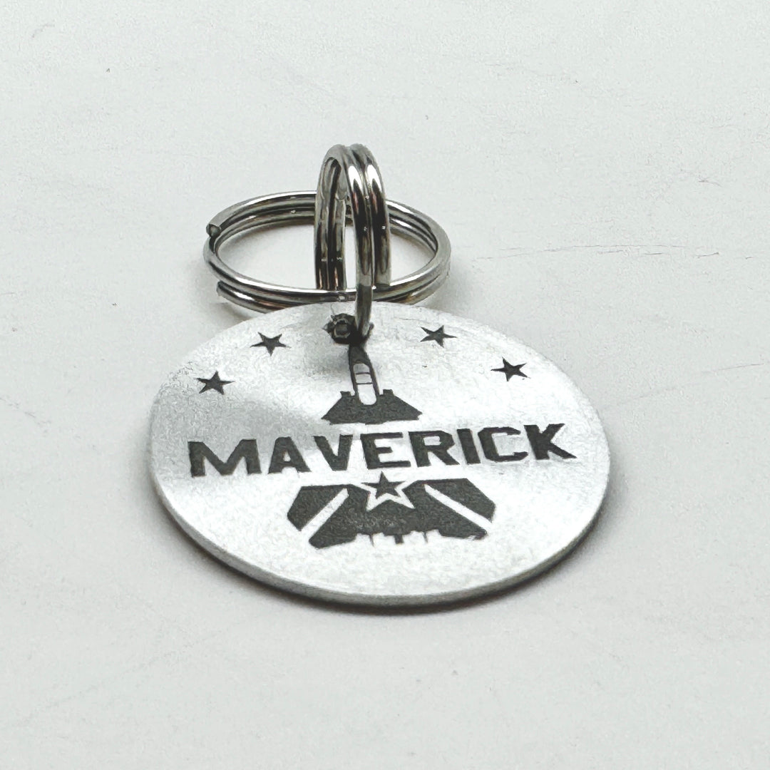 Maverick Pet Tag – Custom Airplane & Pilot Engraved Dog Tag, Weatherproof