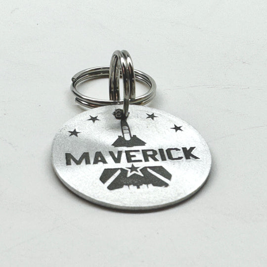 Maverick Pet Tag – Custom Airplane & Pilot Engraved Dog Tag, Weatherproof
