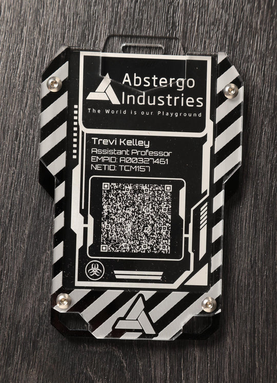 Cyberpunk ID Card Holder – Stylish Engraved Acrylic Badge Protector for Work or Events