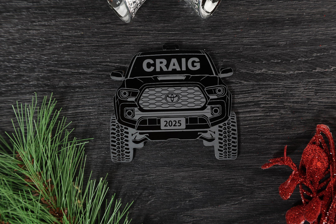 Pickup Truck Ornament - 4x4 Christmas Ornament With Precision Cut Acrylic Gift Box Option