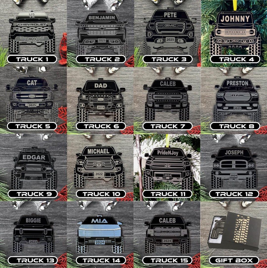 Personalized Truck Ornament - Custom Engraved LED Light-Up Acrylic Decoration