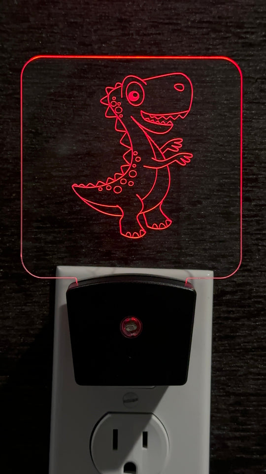 Personalized Dinosaur Sign - LED Dinosaur Night Light | Custom Kids Decor