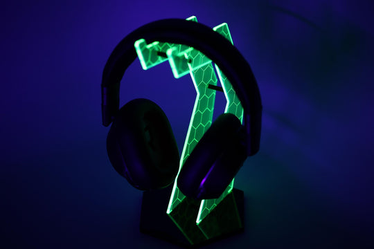 Cyberpunk Headphone Stand - Custom Gamer Tag Holder | UV Reactive, Durable & Universal