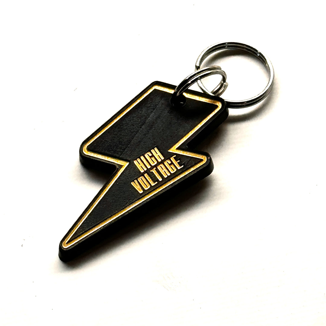 Personalized Pet Tag - Zeus Lightning Bolt Custom Engraved Acrylic Tag With Stainless Steel Ring