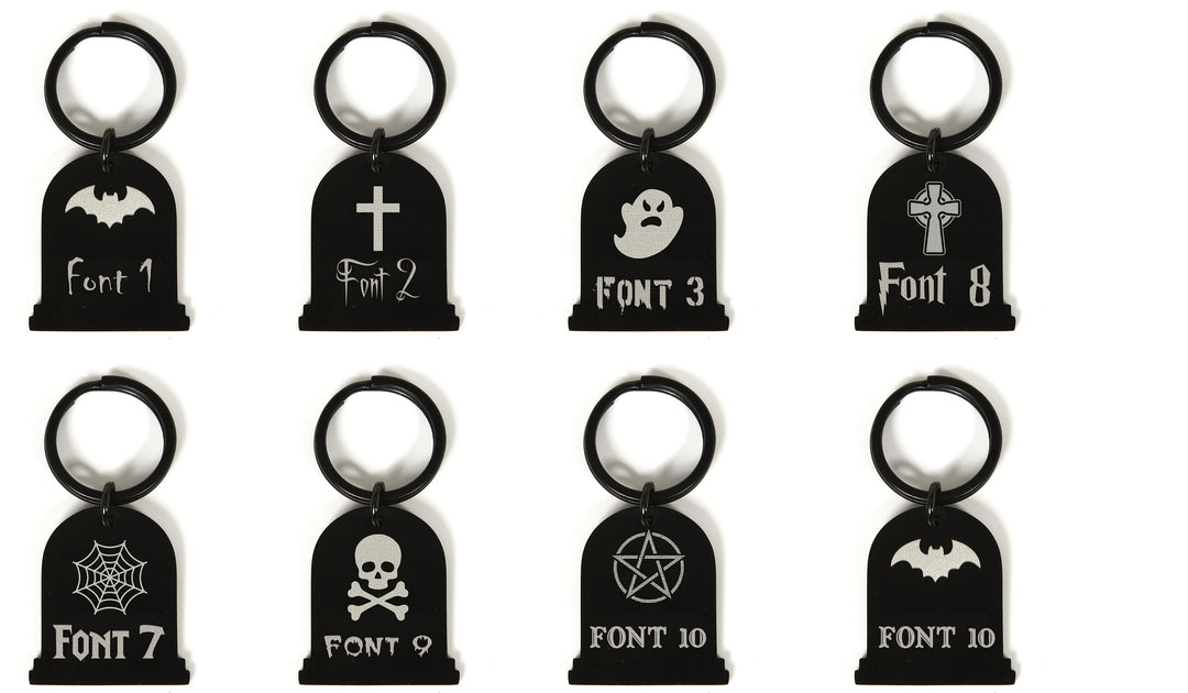 Personalized Pet Tag - Custom Engraved Tombstone Halloween Cat ID Tag - Stainless Steel