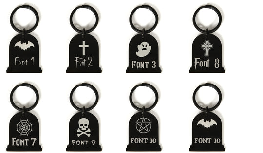 Personalized Pet Tag - Custom Engraved Tombstone Halloween Cat ID Tag - Stainless Steel