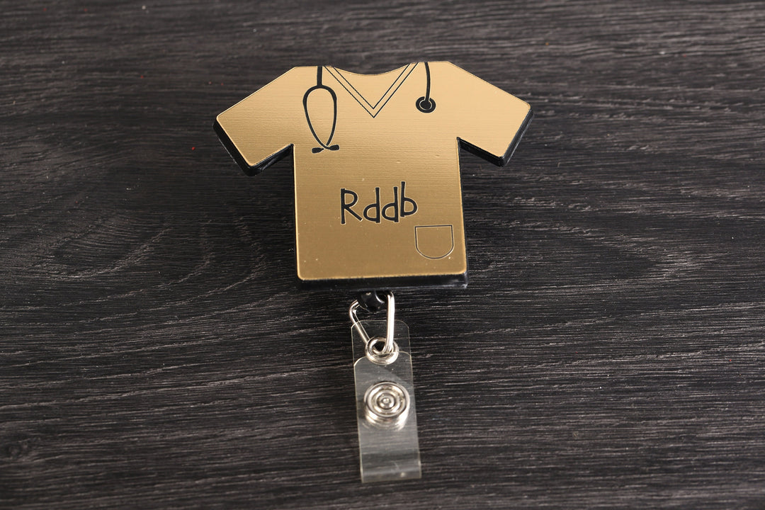 Personalized Badge Reel - Custom Scrub Top Badge with Durable Acrylic Clip