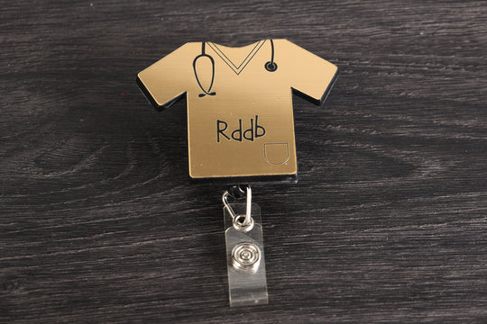 Personalized Badge Reel - Custom Scrub Top Badge with Durable Acrylic Clip
