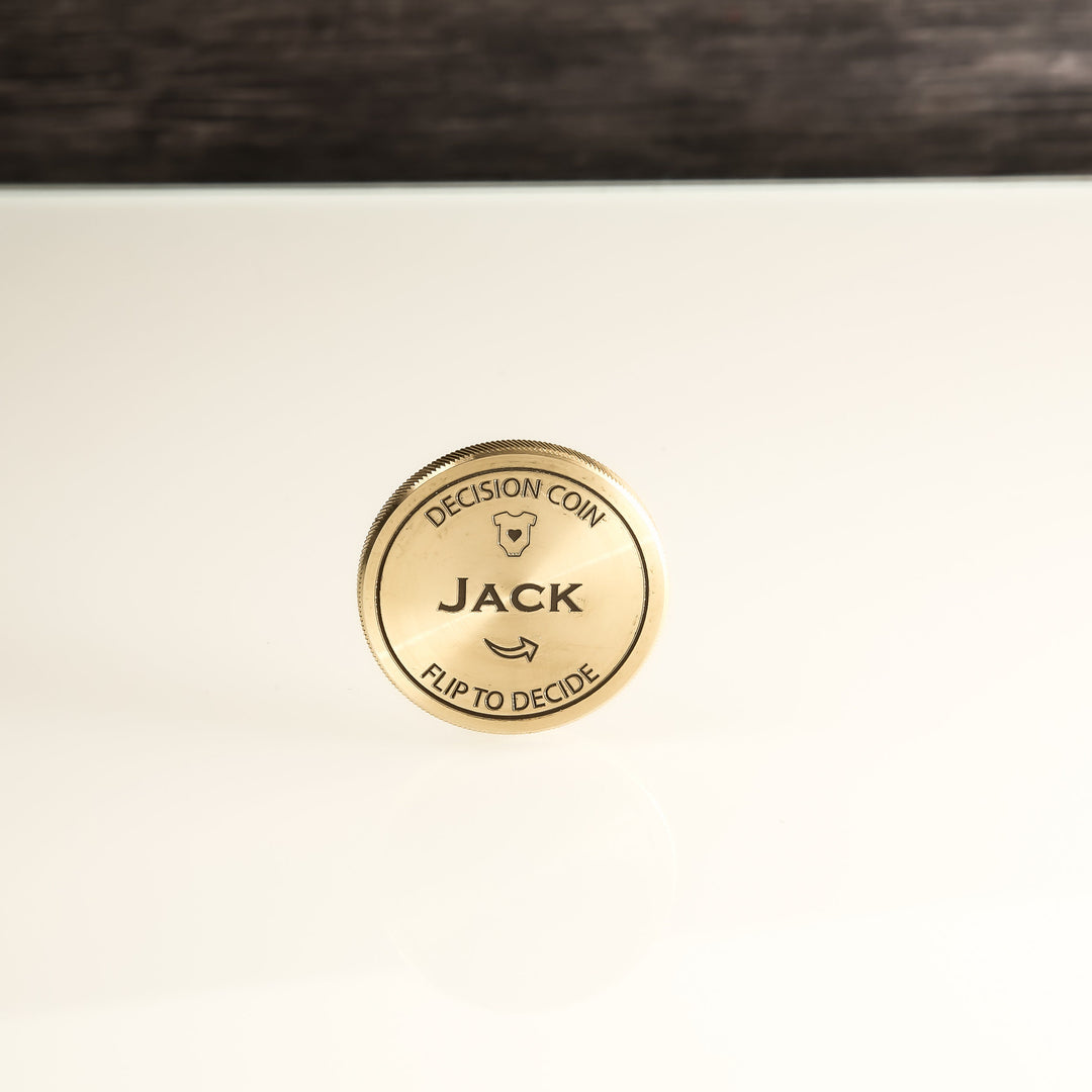 Decision Coin - Couples Flip Coin | Personalized Baby Shower Gift & Fun Keepsake