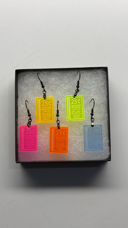 Arcade Earrings - Retro 80s/90s Video Game Jewelry | UV Reactive Black Light