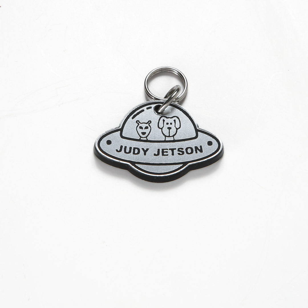 UFO Pet Tag Custom Laser Engraved | Unique Alien Dog & Cat ID Tag