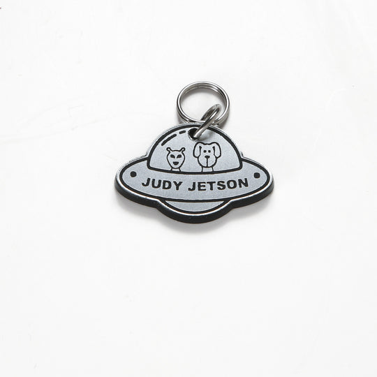 UFO Pet Tag Custom Laser Engraved | Unique Alien Dog & Cat ID Tag