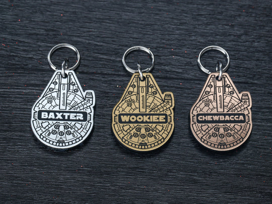 Millennium Falcon Dog Tag - Personalized Silent Acrylic Pet Collar Tag