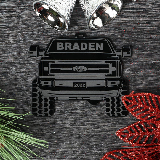Pickup Truck Ornament - 4x4 Christmas Ornament With Precision Cut Acrylic Gift Box Option