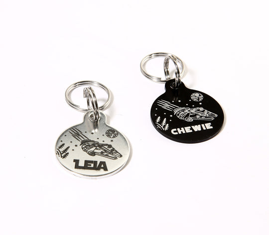 Personalized Pet Tag – Custom Aluminum Millennium Falcon Star Wars ID Tag