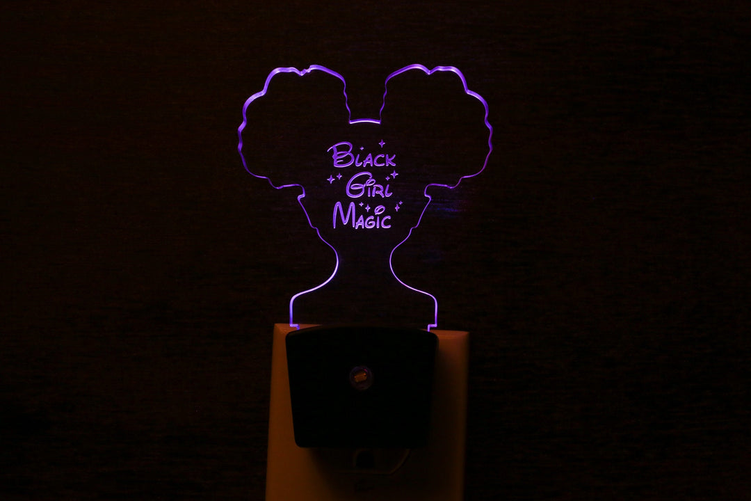 Black Girl Magic Sign - Personalized LED Night Light for Girls Room Decor