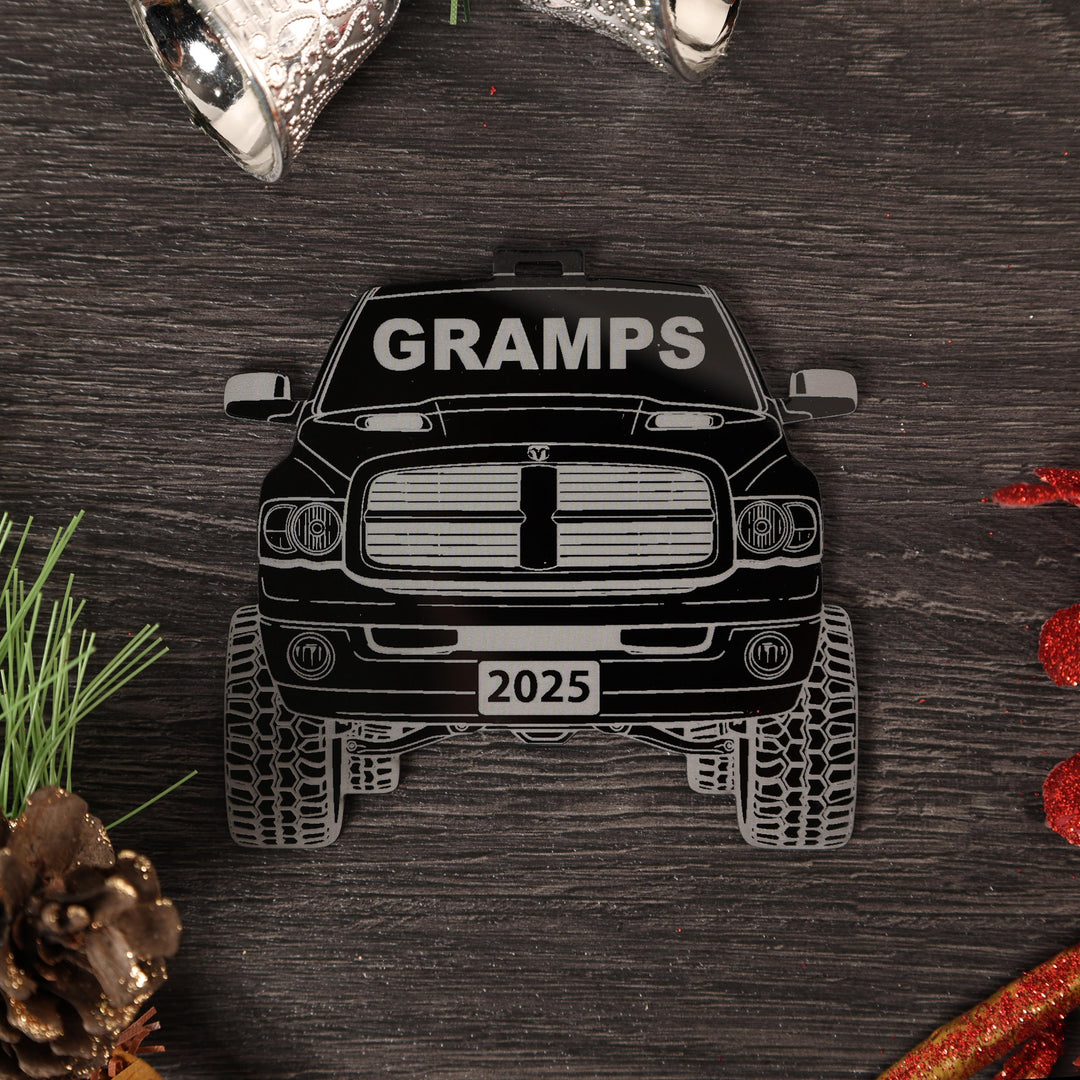 Pickup Truck Ornament - 4x4 Christmas Ornament With Precision Cut Acrylic Gift Box Option