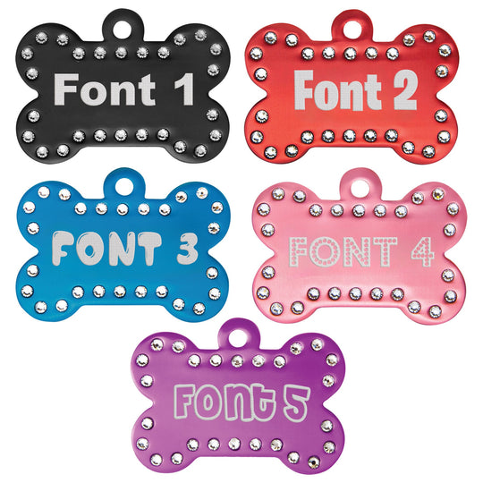 Human Pup Necklace - Personalized Aluminum Bone Shaped Dog Tag with Swarovski Crystal