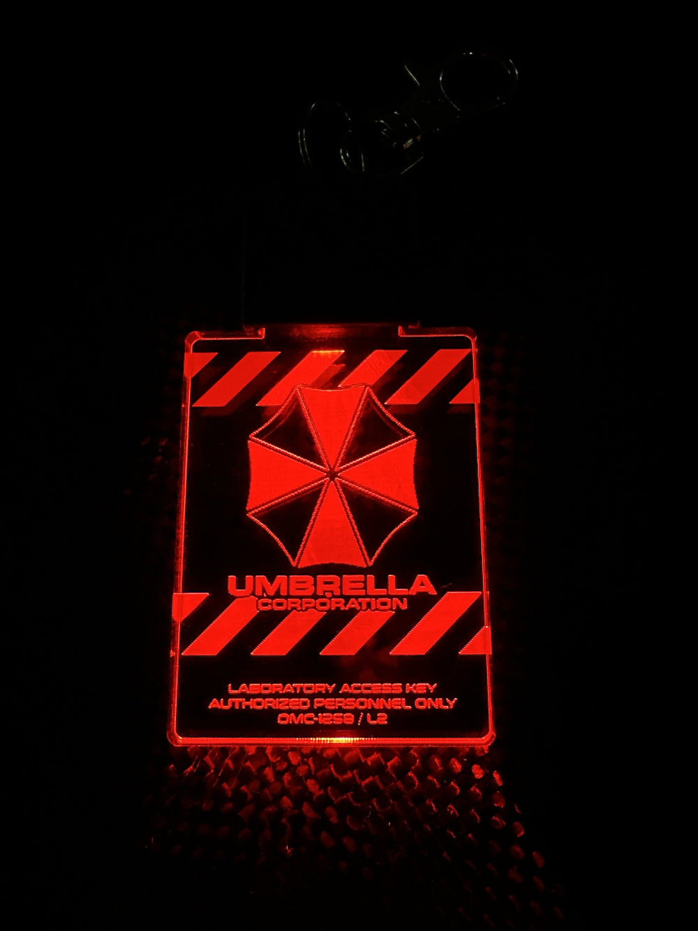 Cyberpunk Keychain - Color Changing LED Light Up - Umbrella Corp Acrylic Zipper Pull