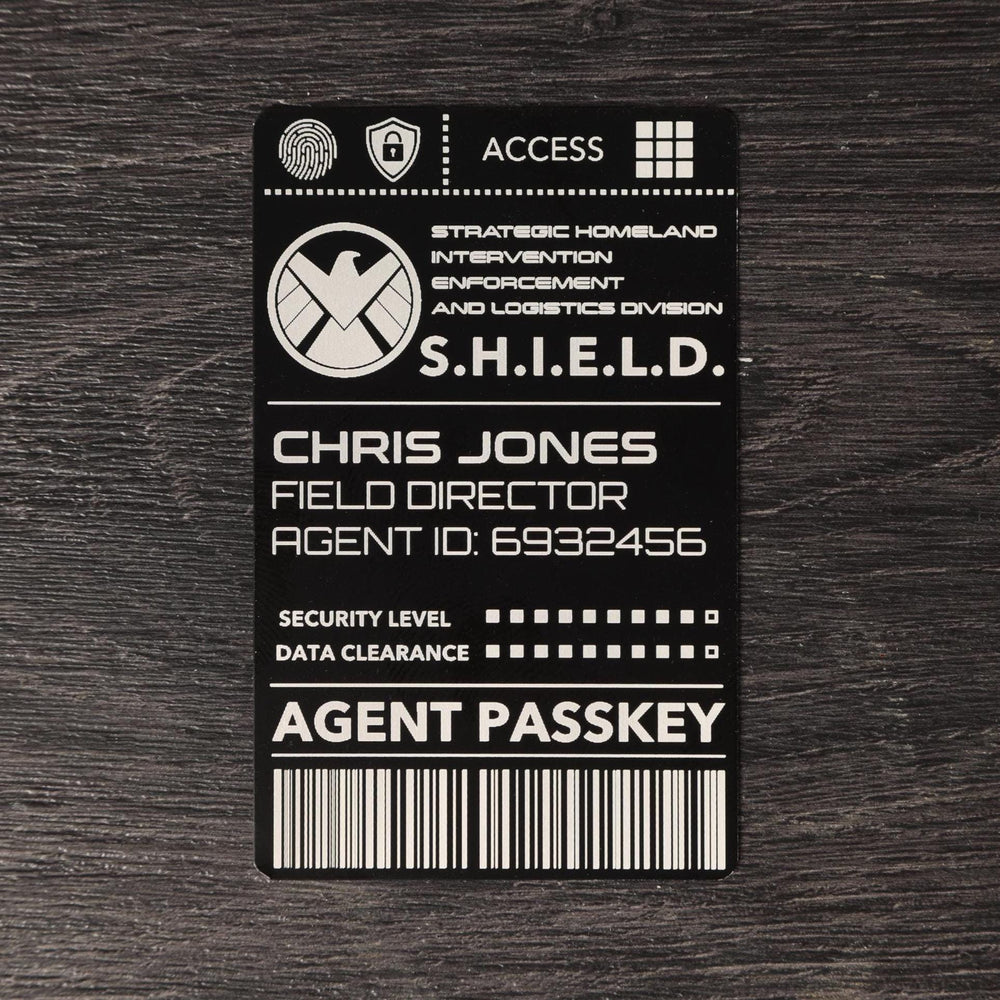 S.H.I.E.L.D. ID Card – Personalized Laser Engraved Aluminum Badge | Marvel Cosplay Accessory