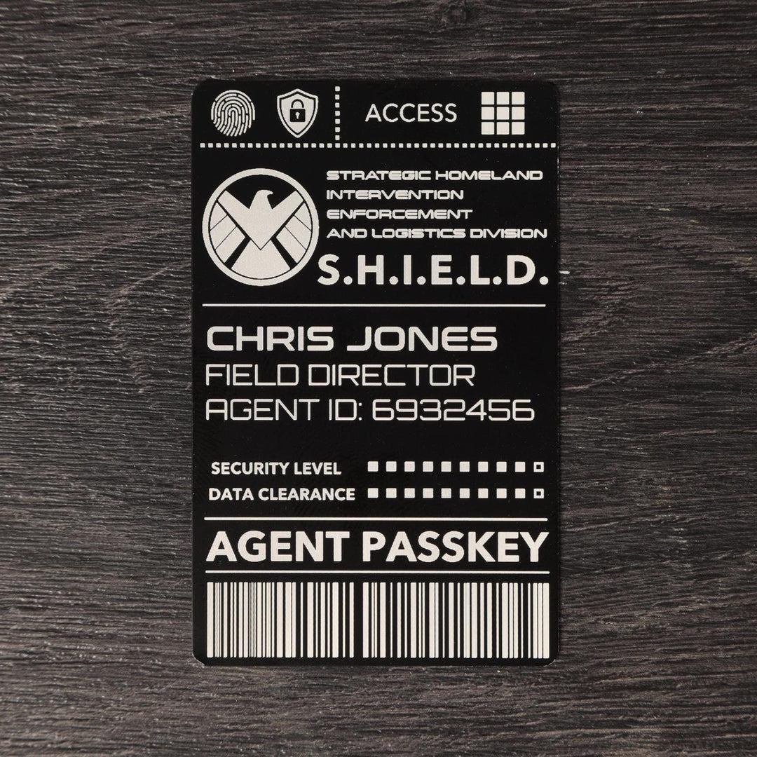 S.H.I.E.L.D. ID Card – Personalized Laser Engraved Aluminum Badge | Marvel Cosplay Accessory