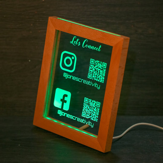 LED QR Code Sign - Scan to Pay & Connect With Us | USB Powered Acrylic Panel