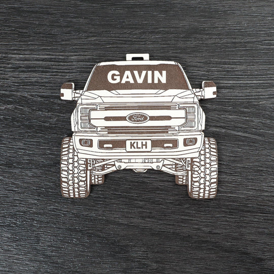 Pickup Truck Ornament - Laser Engraved 4x4 Christmas Tree Decoration with Ribbon
