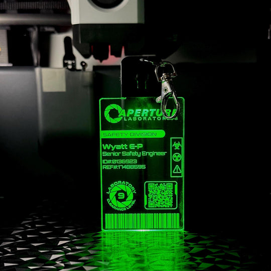 Aperture Laboratories LED Illuminated Badge - Personalized Color Changing Pendant for Portal Fans