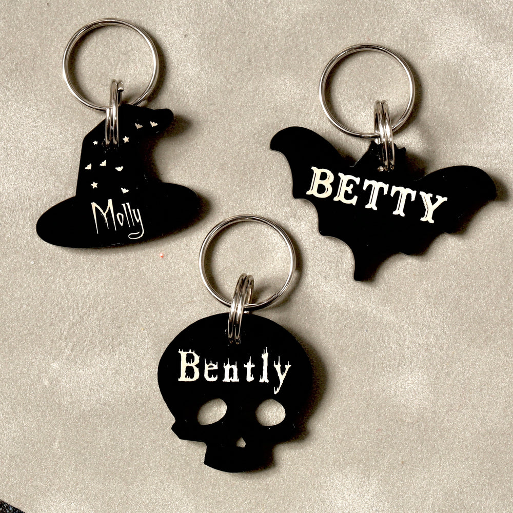 Personalized Bat Pet Tag – Gothic Spooky Cat Tags with Laser Engraved Acrylic