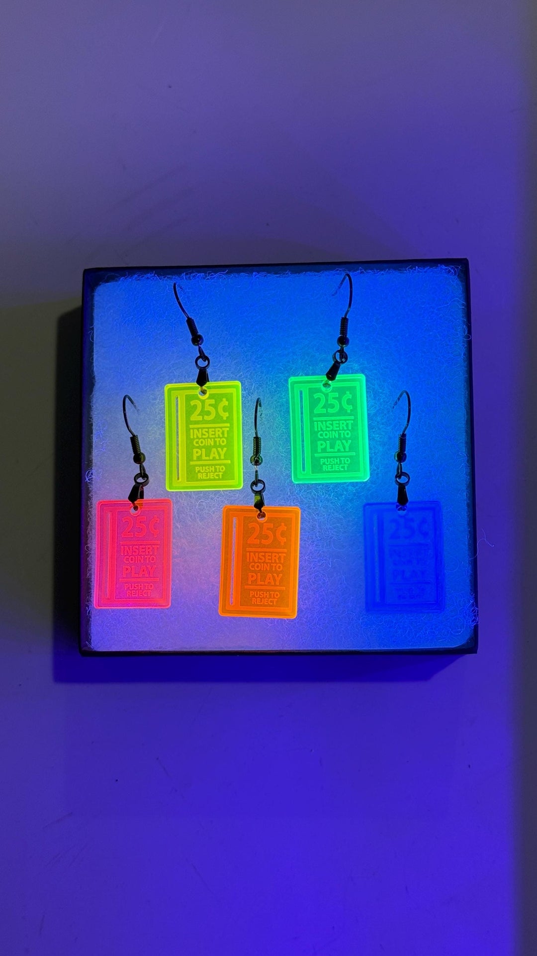 Arcade Earrings - Retro 80s/90s Video Game Jewelry | UV Reactive Black Light