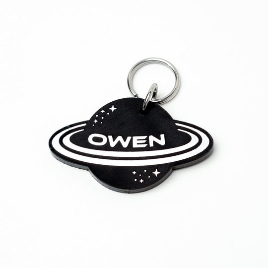 Personalized Pet Tag – Planet Saturn Space Dog Tag with Laser Engraved Acrylic