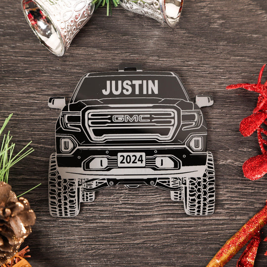 Pickup Truck Ornament - 4x4 Christmas Ornament With Precision Cut Acrylic Gift Box Option